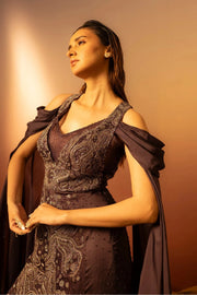 Aged Grape Fitted Mermaid Gown Ruceru